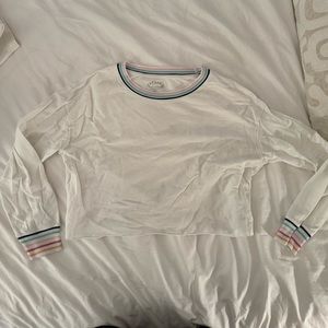 Splendid White Long Sleeve Cropped Shitt